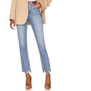 AGOLDE Riley High Rise Straight Crop Jeans Frayed Hem Size 25